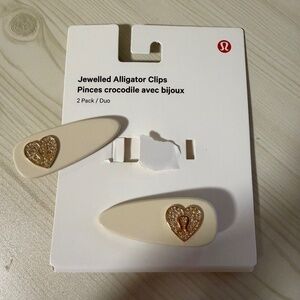 Jewelled Alligator Clips 2 Pack - Like New Light Ivory